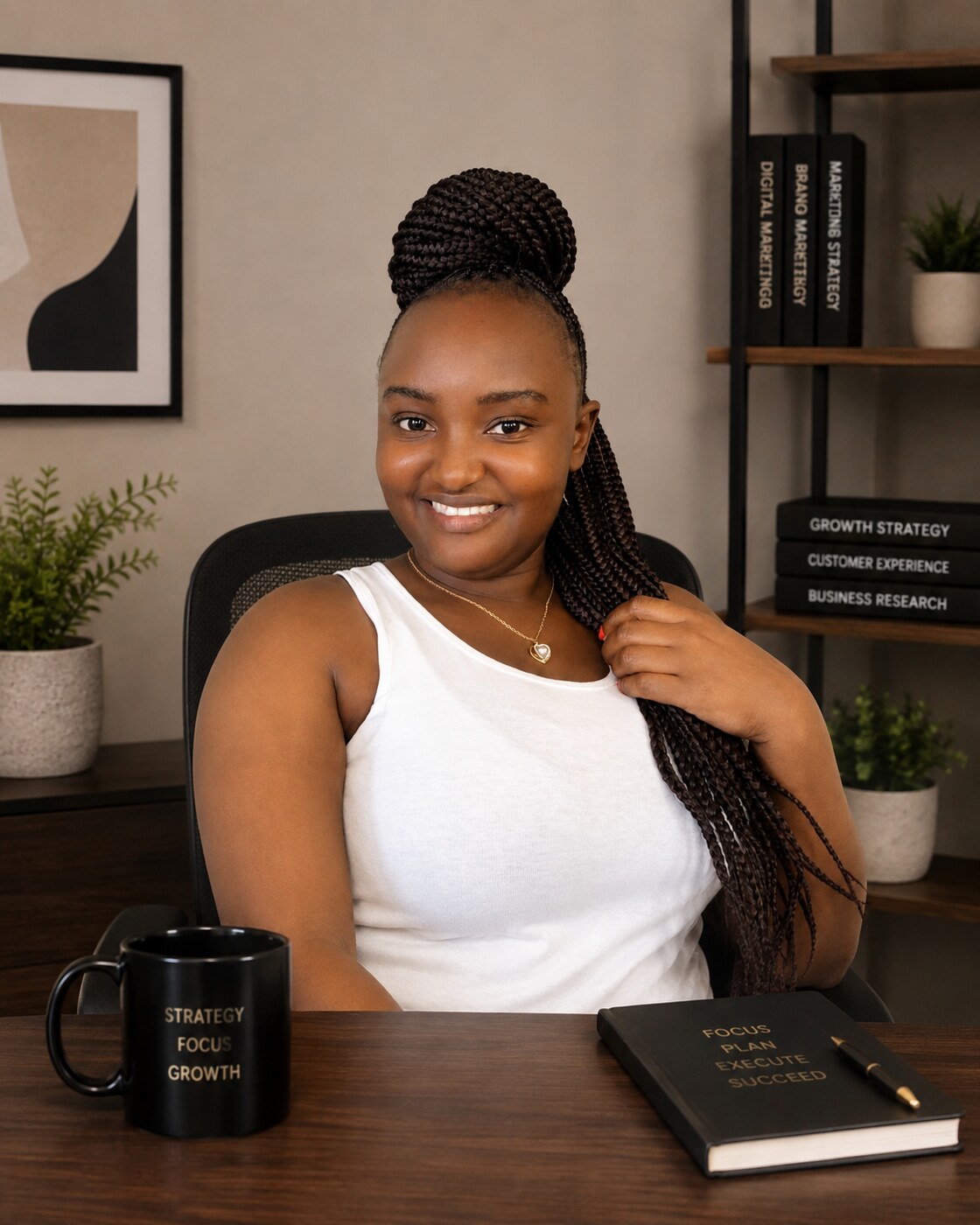 Agie Mutuku at her desk